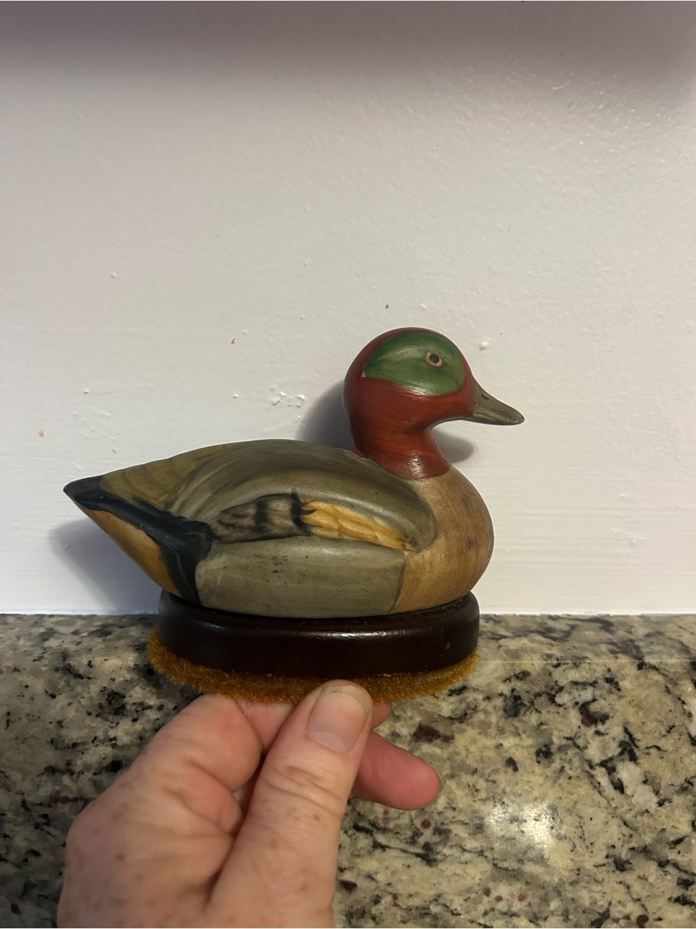 Jasco Vintage duck decoy lint brush fabrics brush underneath ceramic